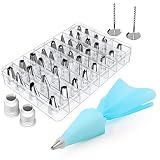 Kootek 42 Pieces Cake Decorating Kits Supplies with 36 Numbered Icing Tips, 2 Silicone Pastry Bags, 2 Flower Nails, 2 Reusable Plastic Couplers Baking Frosting Tools Set for Cupcakes Cookies