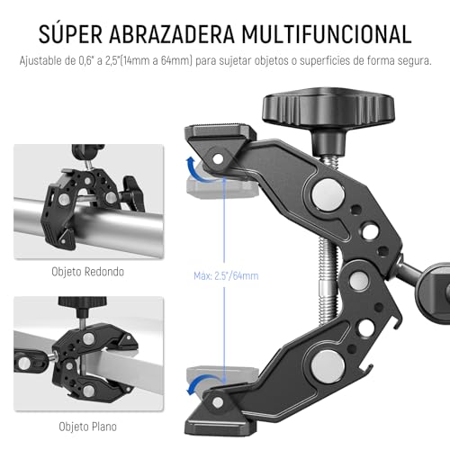 NEEWER Super Clamp with Magic Arm, Double Clamp Mount, Cleaning Cloth, Camera Bars, Desk Mount, Light Tripod, Reflector, Cross Bar, Motorcycle, Accessories