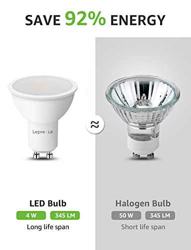 LE GU10 LED, 4 W, 345 lm, LED bulb, 2700 K, warm white, replaces 50 W halogen bulbs, 100° beam angle reflector lamps.