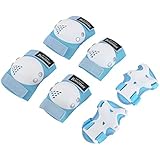 BOSONER Kids/Youth Knee Pad Elbow Pads for Rollerblade Roller Skates Cycling BMX Bike Skateboard Inline Rollerblading, Skating Skatings Scooter Riding Sports (Blue/White, Small (3-7 Years))