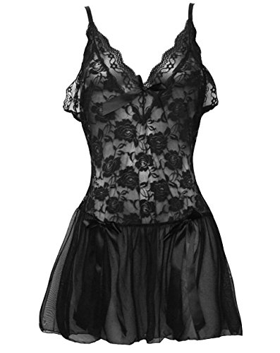 BSLINGERIE® Women Sexy Semi Sheer Deep Plunge Babydoll Plus Size Lingerie