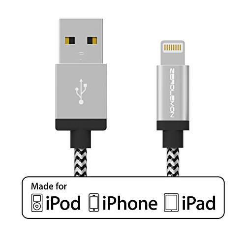 [Apple MFi Certified] ZeroLemon Lightning to USB Rugged Nylon Cable 10 Feet / 3 Meter + Aluminum Cap for iPhone 6 (4.7) /6 Plus (5.5)/ 5s / 5c / 5, Ipad Air / Mini / Mini2, Ipad 4th Generation, Ipod 5th Generation, and Ipod Nano 7th Generation [2 Year War