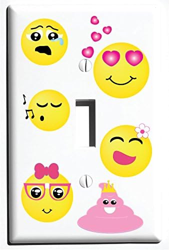 Single Toggle Emoji Light Switch Wall Plate Covers / Emoji Room Decor (Single Toggle Switch Plate)
