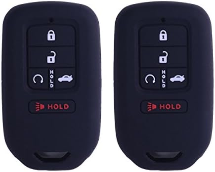 2Pcs XUHANG Sillicone key fob Skin key Cover Remote Case Protector Shell for 2015 2016 2017 Honda CR-V Civic Accord Pilot Smart Remote Black