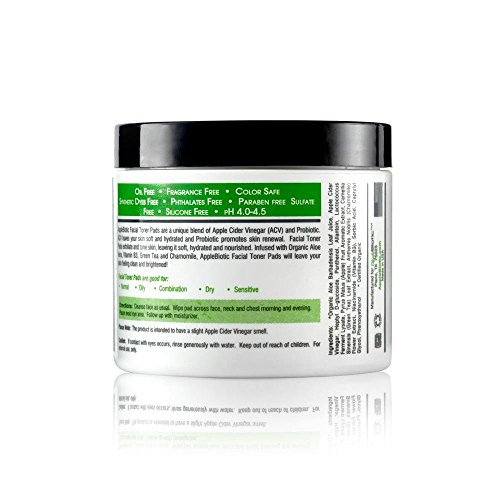 AppleBiotic Apple Cider Vinegar Facial Toner Pads with Probiotic