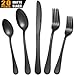 Nice Kitchen 20-piece Flatware Cutlery Set Stainless Steel Silverware Metal Utensils Group Serves 4, Matte Black(20pcs)
