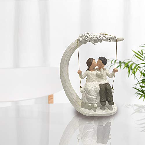 JSYS Hand Painted Lover Romantic Sculptures Figurines, Kissing Statues Anniversary Newlywed