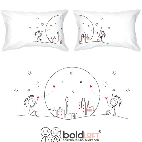Boldloft Miss Us Together Couples Pillowcases Long Distance