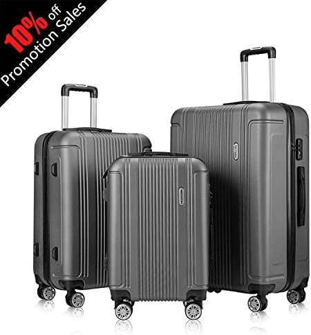 Expandable Luggage Set, Spinner Suitcase, Including 20”(Carry-On), 24", 28" Size, Equipped with TSA Locks, Grey