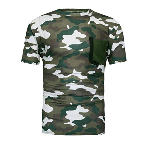 Men's New Summer Casual Camouflage Printing Elastic Short Sleeve T-Shirt Tops