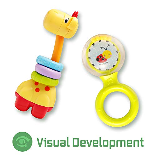 image for infunbebe Baby Rattles Teether Toy, Grab, Shaker and Spin Rattle, Firs