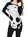 Allegra K Women's Long Sleeves Skull Stars Loose Tunic Shirt Black XS (US 2)