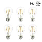La Farah Filament Bulb A19 LED 4W, Type A bulb, Non-Dimmable,40 Watt Equivalent, 420 lumen, 2700K Warm White,E26 LED Edison Bulb Clear, 120v, ETL Listed -Pack of 6