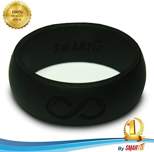 Smartik Silicone Wedding Ring for Men &amp; Women - Black, Gray, Blue, Purple, Pink (Black, 11)