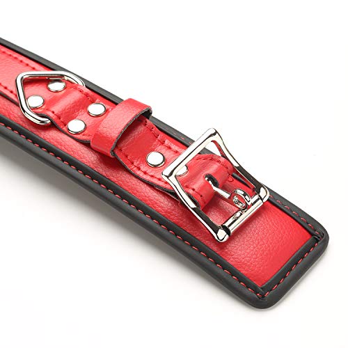 exreizst Ankle-Hand-Wrist Leather Straps Set 4 Pieces Cashmere Fabric Padded Leather (Red)