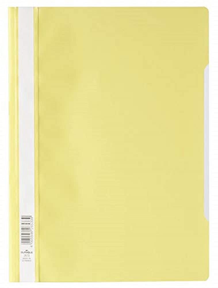 Durable Clear View A4 Document Folder Yellow | Transparent Front Cover | Pack of 50 Folders | Ideal for Holding A4 Punched Documents