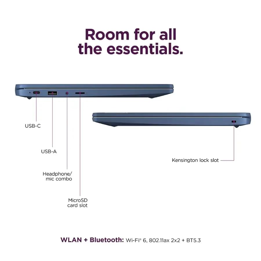 Lenovo IdeaPad Slim 3 Chromebook Laptop para estudiantes - Pantalla táctil FHD de 14'', MediaTek Kompanio 520 de 8 núcleos, liviano, 4 GB de RAM, 64 GB eMMC y tarjeta Micro SD de 256 GB, Wi-Fi 6, Chome OS, con accesorios