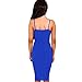 YS.DAMAI Women's Sexy Deep V Neck Sleeveless Spaghetti Strap Bodycon Wrap Dress Front Slit Bandage Midi Club Dress(Blue,M)