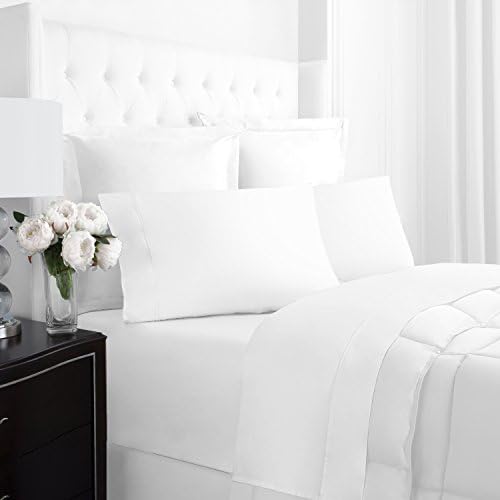 Egyptian Luxury 300 Thread Count 100% Cotton Long-Staple Combed Pure Natural Sheet Set - Deep Pockets, Wrinkle and Fade Resistant, Hypoallergenic Sheet and Pillow Case Set - (King, White)
