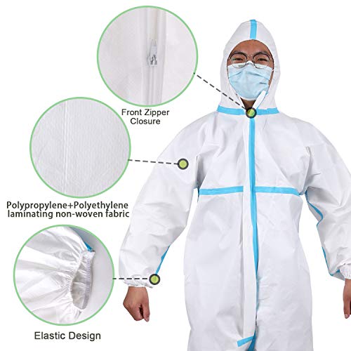 YIBER Disposable Protective Coverall Hazmat Suit HeavyDuty