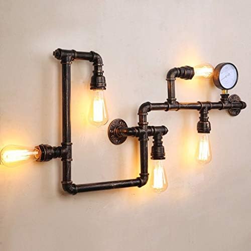 XAJGW Industrial Retro Vintage Style Farmhouse Industry Steam Punk Water Pipe Wall Sconce Wall Light lamp with use 5 Each 40w E26 Bulbs