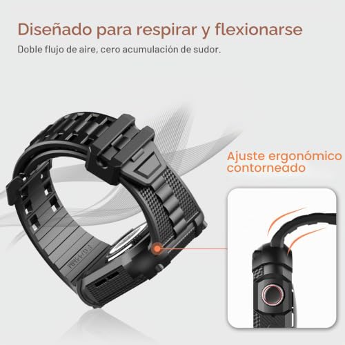 Fullmosa Compatible with Apple Watch Band 44mm 45mm Rugged TPU with Bumper Case and Screen Protector, Compatible with Apple Watch SE3/2/1 Series 9/8/7/6/5/4.45mm Black