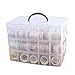 Washi Tape Holder, Washi Tape Box Organizer Craft Storage - 3 Layer Large Divider Closet Container, with 30 Adjustable Compartments, Clear