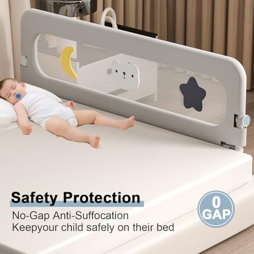 Stanew Baby Bed Rails Guard - Foldable Toddler Bed Rail, Kids' Bed Rails, Safety Baby Bed Fence Protector Rail, Adjustable Heights Kid Bed Guard Rail for Queen King Twin Bed Kid (1.8 M)