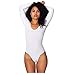American Apparel Women's Cotton Spandex Double U Neck Long Sleeve Bodysuit X-Large White