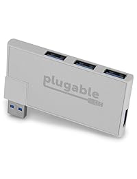 Plugable Rotating 4 Port USB 3.0 Mini HUB de viaje (Apoyo Windows, MacOS & Linux, USB 2.0 compatible)
