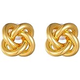 Love Knot Stud Earrings for Women Gold Geometric Statement Earrings Chunky Gold Silver Knot Earrings Minimalist Small Stud Earrings Trendy Jewelry for Women