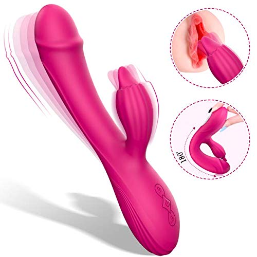 G Spot Vibrator - Sexy Slave Ava Clitoral Stimulator with Tongue Tickler, 7 Vibration Silicone Waterproof Realistic Vibe, Sex Toys for Women, Rose Pink