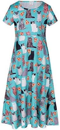 Girls Casual Dresses Halloween Christmas Unicorns Mermaid Alien Planet Cat Dress 6Y-12
