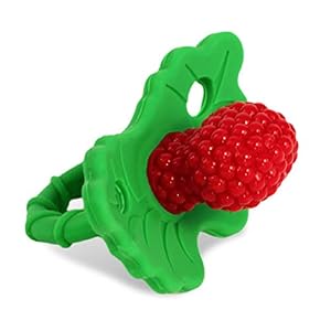 RaZbaby RaZberry Silicone Baby Teether Toy – Berrybumps Soothe Babies Sore Gums – Infant Teething Toy – Hands Free…