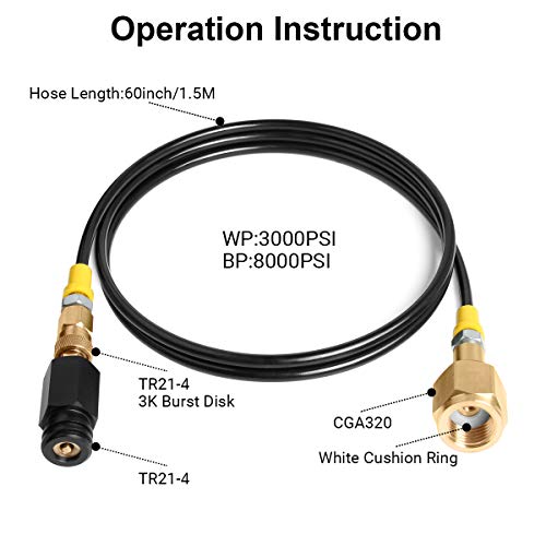 Co2 for Sodastreama Adapter 60 inch Paintball Co2 Refill Adapter