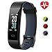 Lintelek Unisex Adult Fitness Tracker, Large Screen Activity Heart Rate Monitor, Watch with Color Screen, Double Color Strap, Waterproof Pedometer with 14 Sports Modes, Black-Gray