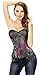 Charmian Women's Steampunk Gothic Spiral Steel Boned Brocade Waist Cincher Overbust Corset with Chains Purple Small