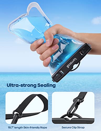 Lamicall Waterproof Phone Pouch Case - [2 Pack][Easy Lock & Heavy Duty] IPX8 Water Proof Cell Phone Dry Bag for Beach, Protector for iPhone 17 16 15 14 13 12 11 Pro Max Plus Air, Galaxy S25 S24, 4-7