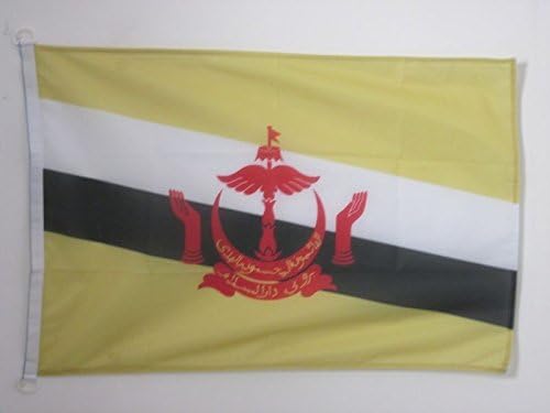 AZ FLAG, Brunei Flag, 2x3 Ft, For Outdoor, Bruneian Banner Knitted Polyester with Two Plastic Rings, Fade Resistant
