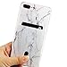 Oddss Wallet Case Compatible with iPhone 8 Plus iPhone 7 Plus Case with Card Holder Slot White Marble Shockproof Slim Soft TPU Clear Cover with Screen Protector