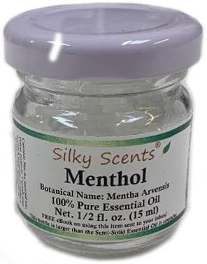 Menthol Essential Oil Bulk Crystals (Mentha arvensis) 100% Pure Therapeutic Grade - (15 mL - 0.5 FL OZ Bottle) - Solid at Room Temperature + Free eBook Included!