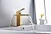 Bathfinesse Brushed Gold Bathroom Faucet Waterfall Brass Faucet Single Handle 1 Hole Modern Commercial Vanity Bath Sink Lavatory Deck Mount
