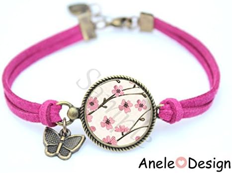 Sakura bracelet - flowers butterfly pink