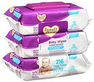 Parent's Choice Sensitive Real Cloth Flip-Top Baby Wipes, 72 sheets, 3 count