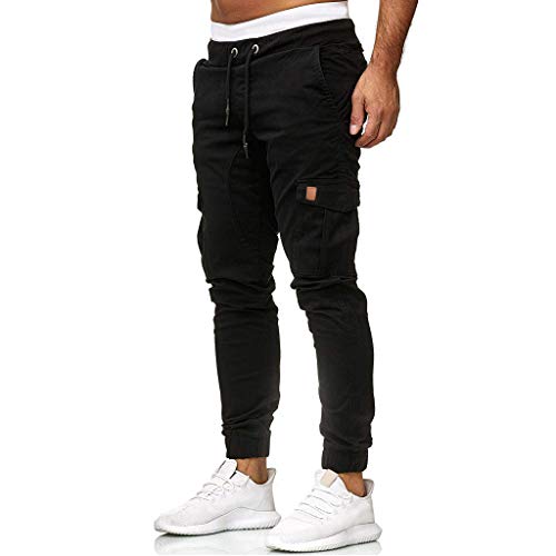 LISTHA Zipper Pocket Sports Pants Mens Personal Elastic Smallfoot Trousers D Black