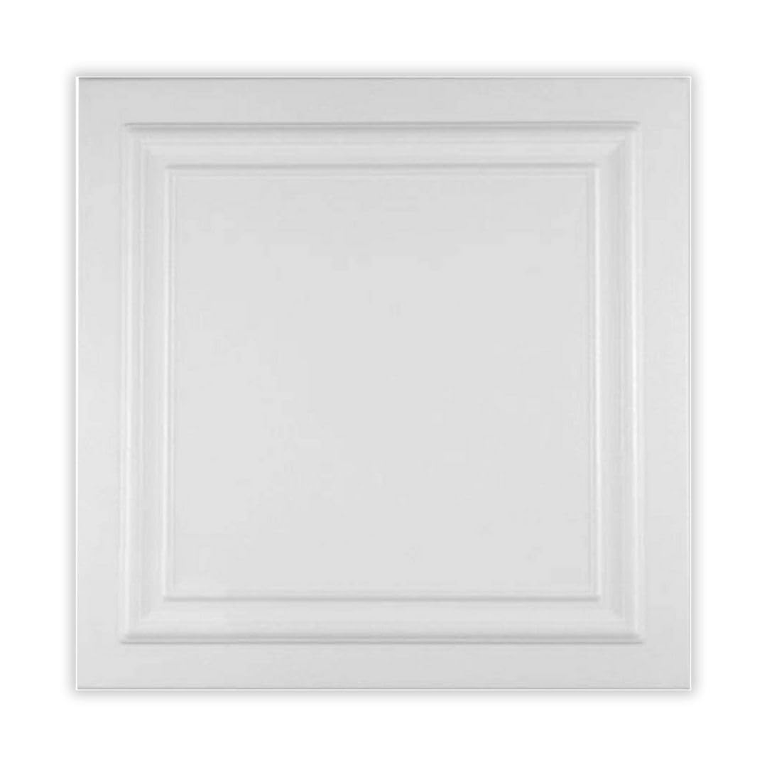 Polystyrene Ceiling Tiles Suspended Cladding Panel Tile White (8 Tiles 50cmx50cm - 1.96 m2 Coverage)