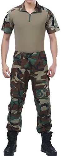 US Army Woodland Camo Tactics BDU Combat T-Shirts Top Pant Uniform Sets Ripstop