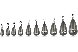 MUUNN 10 Pack Tungsten Free Rig Tear Drop Shot Weights,Free Rig Fishing Sinkers kit for Drop Shot Rig