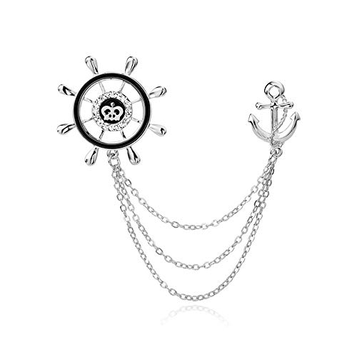 Huture 3packs Men's Elegant Brooch Wing Tassel Chain Brooch Rudder Brooch Shield Brooch Lapel Pin Badge Brooch Rhinestone Badge Vintage Corsage for Men Tie Hat Scarf Suit Tuxedo Silver - Thumbnail 6