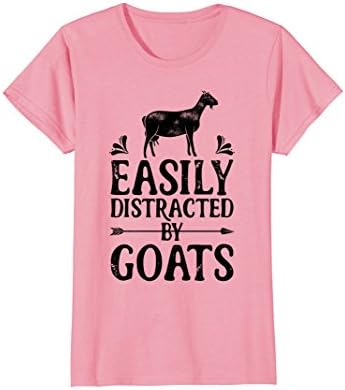 Womens Easily Distracted By Goats Funny Goat Lover Gifts T Shirt XL Pink